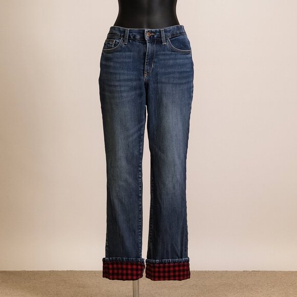 Eddie Bauer Women’s Fleece Lined Jeans Size 12 – Flannel Plaid Lining, Warm Wint - Picture 1 of 4
